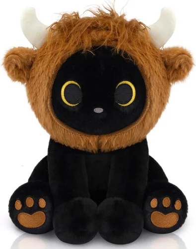 Miniatura 12 de Peluche de gato de caballo – Aniaml de peluche de gato negro de 8 pulgadas con capucha de caballo marrón extraíble, lindo animal de peluche, juguete