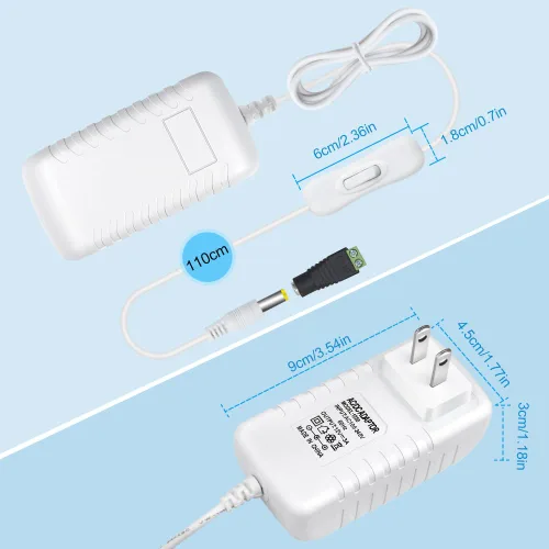 Miniatura 2 de Fuente de alimentación de 12 V, fuente de alimentación de 12 voltios 3A 36 W CC con interruptor de encendido y apagado, adaptador de corriente LED