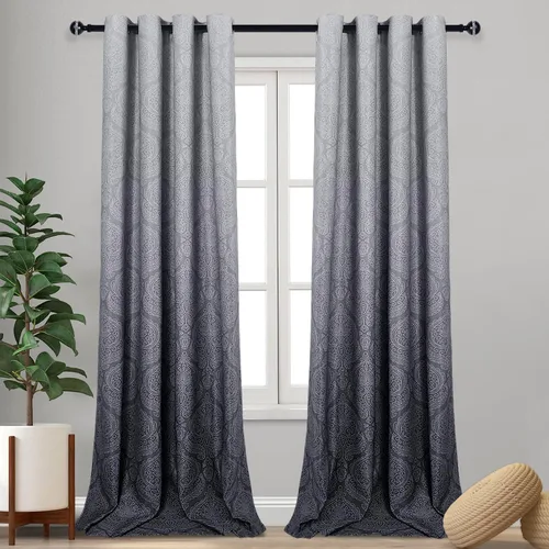 Miniatura 85 de DWCN - Cortinas blackout para dormitorio, diseño de damasco con aislamiento térmico y ojales, para sala de estar, juego de 2 paneles de cortina Gris