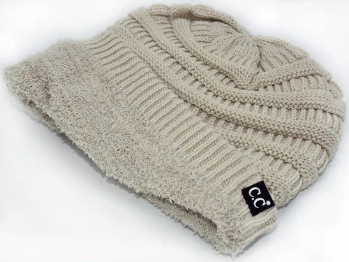 Miniatura 33 de C.C Winter Oversized Beanie Hat with Fuzzy Lining – Thick Knit Thermal Beanie for Cold Weather, Soft Warm Fleece Lined Cap