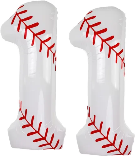 Miniatura 30 de Juego de globos de béisbol de 40 pulgadas, decoraciones de fiesta de cumpleaños número 10 para niños, globo de béisbol número 10 para suministros