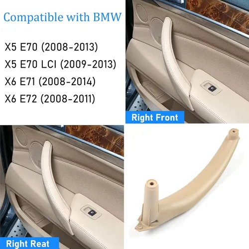 Miniatura 4 de Jaronx para BMW X5 X6 tirador de puerta, cubierta de agarre interior para lado del pasajero derecho delantero/trasero