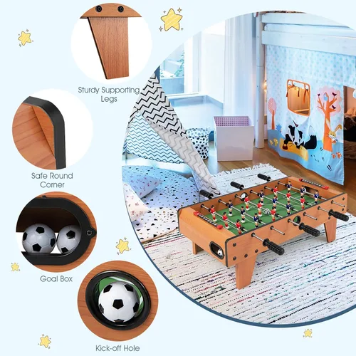 Miniatura 2 de Goplus Mesa de futbolín de 27 pulgadas, juego de fútbol de mesa portátil con 2 balones de fútbol y 18 protectores de fútbol para noche familiar