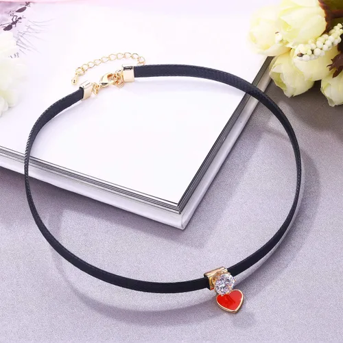 Miniatura 3 de LVEN - Gargantilla negra para mujer, collar de tono doradoplateado con elegante dije