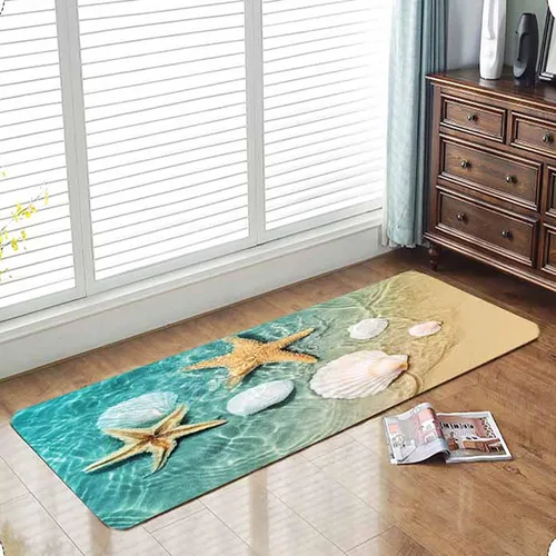 Miniatura 3 de LYFANS Alfombras de baño de espuma de esponja absorbente suave para baño y cocina (47 x 18 pulgadas), tapete de franela antideslizante brillante