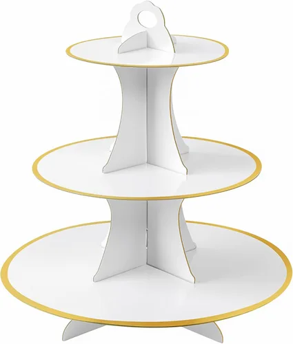 Miniatura 37 de Soleebee Soporte redondo de 3 niveles para cupcakes, torre de cartón para cupcakes, torre de soporte para pasteles de postre para decoración