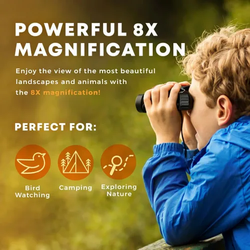 Miniatura 21 de Binoculares para niños – Juguete perfecto para niños pequeños y niñas – Juego extenso que incluye lupa y brújula – Potente aumento 8 x 21 – niños