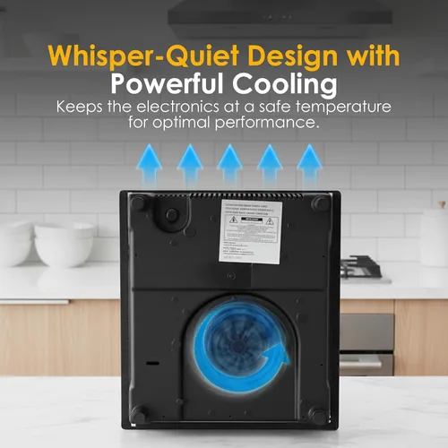 Miniatura 3 de K&H Placa de inducción de 2 quemadores 24 pulgadas ULTRA Delgado estufa eléctrica de cerámica en la parte superior de la estufa blanca 120V 1800W