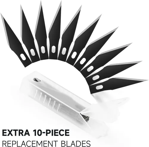Miniatura 6 de FOSHIO Paquete de 2 cuchillos Exacto, cuchillo de pasatiempo azul con 10 cuchillas Exacto, cuchillo de manualidades con tapa de seguridad, cuchillo