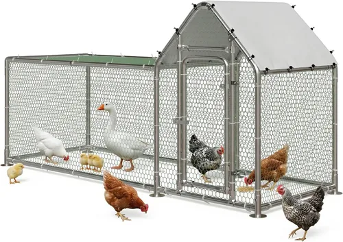 LEMBERI Pequeño gallinero de metal, gallinero de alambre galvanizado, jaula de gallina para gallinas, conejos con cubierta impermeable y