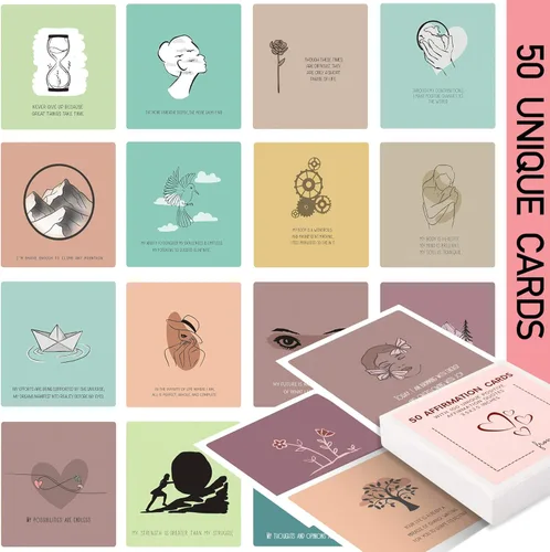 Miniatura 10 de 100 tarjetas de afirmación para mujeres y hombres con más de 150 preguntas que invitan a la reflexión, tarjetas de afirmación únicas para aliviar
