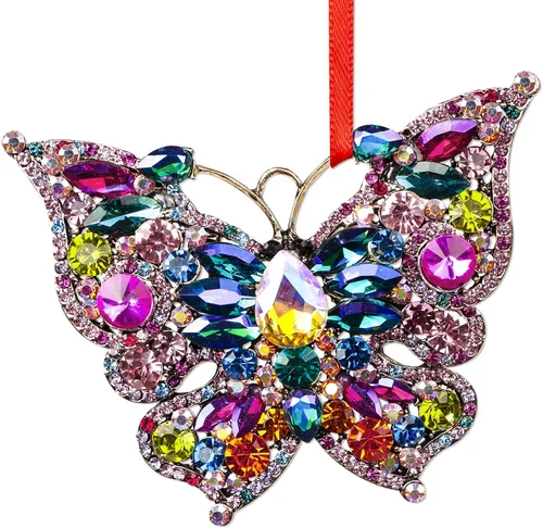 Miniatura 12 de WhatSign Adorno de mariposa para árbol de Navidad, adornos de Navidad colgantes de monarca de metal, decoraciones 2025, adornos de recuerdo únicos