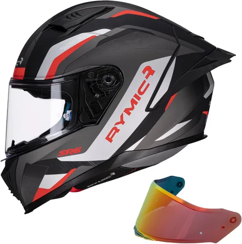 Miniatura 9 de SR6 Casco de motocicleta de cara completa, equipado con viseras transparentes y multicolor aprobado por DOT Casco de carreras callejeras