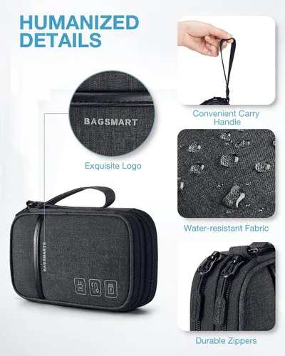 Miniatura 4 de BAGSMART Organizador de cables de viaje Organizador de cables de viaje Bolso Organizador electrónico Bolso Organizador de viaje, Esenciales de viaje