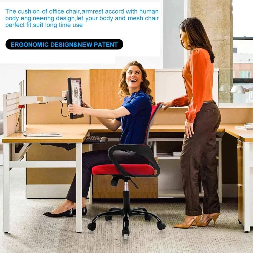 Miniatura 7 de Silla de oficina ergonómica, silla de escritorio de malla con respaldo medio con soporte lumbar y reposabrazos, transpirable, sillas ejecutivas
