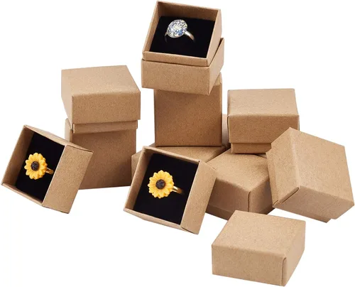 PH PandaHall Paquete de 48 cajas de regalo para anillos, cajas de regalo de joyería de 1.5 x 1.5 x 1.1 pulgadas, caja de joyería cuadrada de cartón