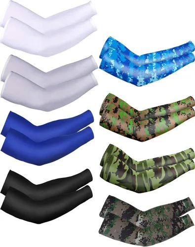 Miniatura 15 de Mudder 8 Pairs UV Sun Protection Cooling Arm Sleeves for Men Women Youth Silk Compression Arm Cover Breathable Outdoors Sport Camouflaje