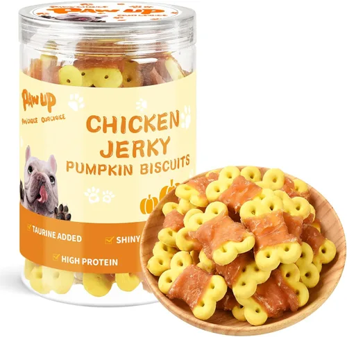 Miniatura 10 de PAWUP Dog Treats - Galletas envueltas en pollo, palitos de calabaza, sin cuero crudo, suaves masticables con taurina, golosinas de entrenamiento