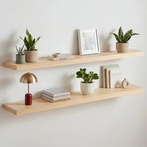 Miniatura 18 de Homeforia Estante flotante blanco de 48 pulgadas, estantes flotantes de madera maciza de alta gama de 48 pulgadas de largo para montaje en pared