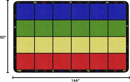 Miniatura 3 de Alfombra Flagship Carpets, para sentarse, con rejilla, de aprendizaje, bordeada con coloridas letras y números, escuela infantil. Azul, verde