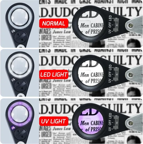 Miniatura 4 de Gain Express - Lupa para joyeros con luz, lupa de joyería con luz, lupa triple Hastings 10X para monedas, gemas, sellos, diamantes, etc.