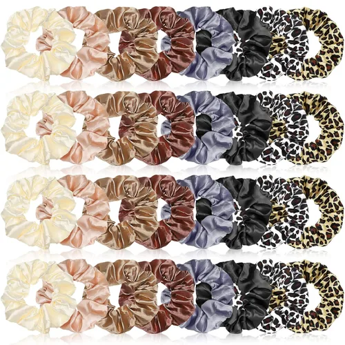 Miniatura 7 de 24 coleteros de satén para mujer, suaves que la seda para coleteros de cabello, lazos y bandas de moda para todo tipo de cabello, accesorios