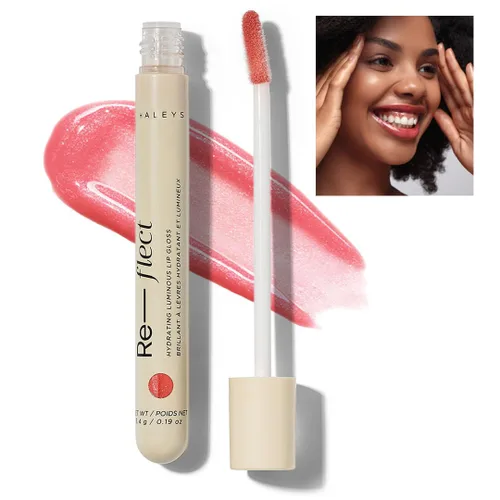 HALEYS Brillo labial luminoso hidratante (cielos rosados), reflexiona e hidrata, nutre, no pegajoso, sin peso, sin fenoxietanol, con infusión de