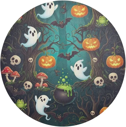 Cute Ghosts Print Round Table Placemats, Heat Resistant Non Slip Place Mat Washable for Kitchen one sizex1