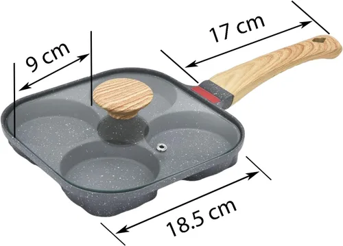 Miniatura 6 de Sartén antiadherente de aluminio de 4 tazas con tapa, adecuada para estufa de gas y utensilios de cocina de inducción Huevera con tapa
