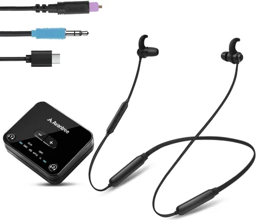 Miniatura 8 de Avantree HT4186 - Auriculares inalámbricos con banda para el cuello para ver televisión, juego de auriculares con transmisor Bluetooth para audio