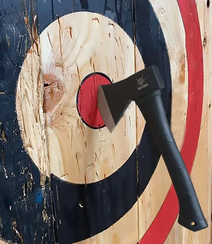 Miniatura 3 de Hachas de lanzamiento y Tomahawks, hacha de campamento de 11.2 pulgadas, mango de acero al carbono y fibra de vidrio, con antideslizante y reducción