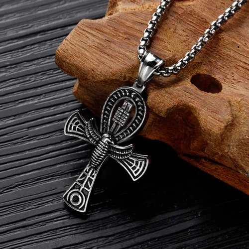 Miniatura 5 de Rehoboth Collar con colgante de cruz de Ankh copta egipcia antigua de acero inoxidable para niños mujeres y hombres cadena de 24 pulgadas