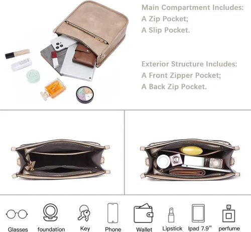 Miniatura 4 de Telena Monederos cruzados para mujer, de piel vegana, de moda, con correa ajustable para guitarra