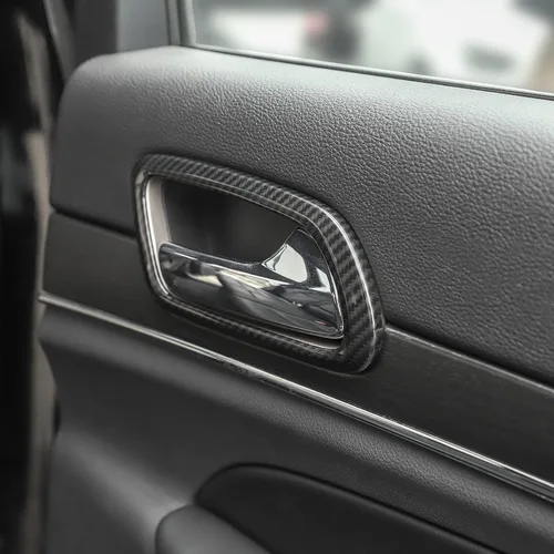 Miniatura 7 de Kit de anillo de ajuste de cubierta de manija de puerta interior de fibra de carbono, 4 piezas para Jeep Grand Cherokee 2011-2019