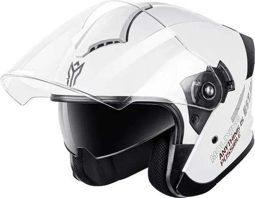 Miniatura 9 de YEMA Casco de motocicleta de cara abierta 3/4 aprobado por DOT, doble visera, hebilla de liberación rápida, cascos de motocicleta para adultos