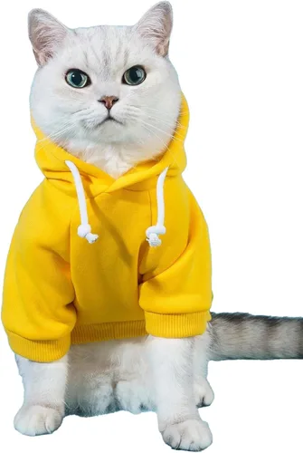 Miniatura 21 de QWINEE Sudadera Básica con Capucha para Perro Suéter para Cachorro Disfraces Cálidos para Gato Ropa para Mascotas para Chihuahua Cachorro Gatito