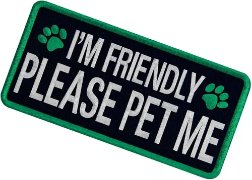 Miniatura 4 de TailWag Planet Service Dog I'm Friendly Please Pet Me Parche Bordado Chaleco/Arneses Insignia de Gancho y Bucle Emblema