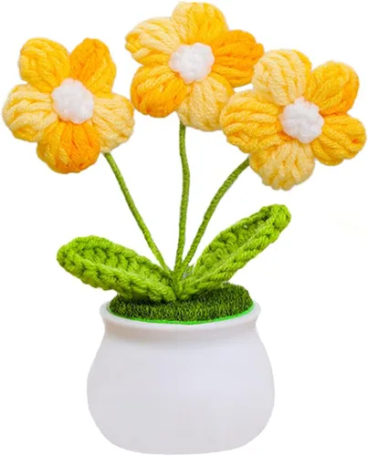 Miniatura 5 de Flores de ganchillo lindas flores para mujeres, flores de punto, regalo para amigos, madre, compañeros de trabajo, San Valentín, graduación, Rosa