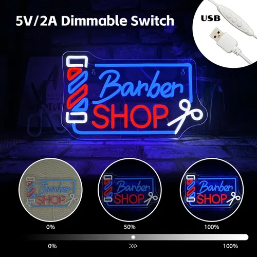 Miniatura 5 de Looklight Letrero de neón para barbería, señal de poste de barbero con LED, luces de neón para decoración de pared, señal de neón para estación