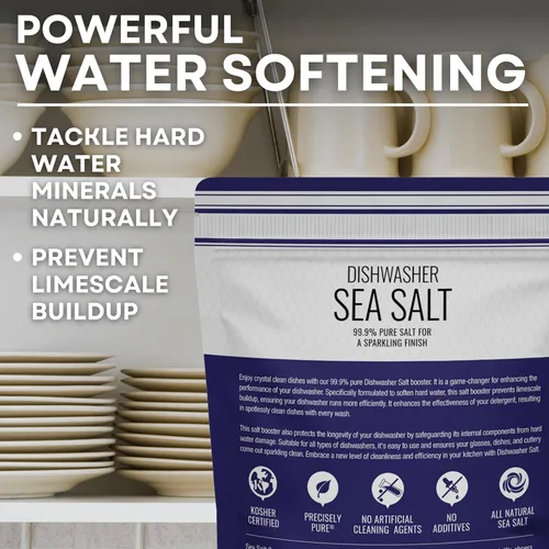 Miniatura 4 de Sal para lavavajillas, suavizante de agua natural, sal marina gruesa de grado alimenticio compatible con lavavajillas Miele, Thermador, Whirlpool