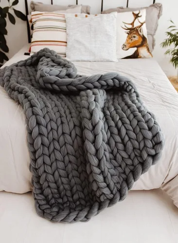 Miniatura 19 de Manta bohemia de punto grueso, tamaño matrimonial, color beige, hecha a mano para decoración de cama, manta de ganchillo, regalo para cumpleaños