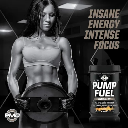 Miniatura 4 de PMD Sports Ultra Pump Fuel Insanity - Pre entrenamiento - Mango naranja tropical (30 porciones) Sports CG5 Premium Creatina y L-Glutamina en polvo