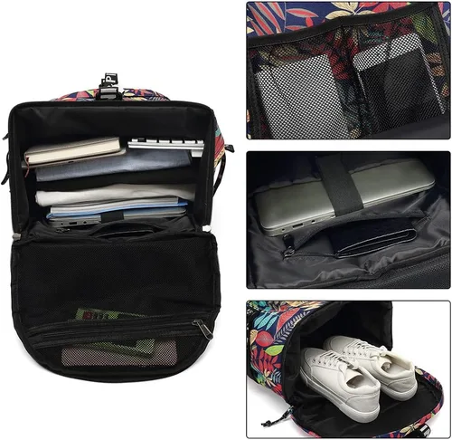 Miniatura 5 de Kalesi Mochila Bolsa de Lona para Gimnasio 4 Vías Impermeable con Compartimento para Zapatos para Viaje Deporte Senderismo Laptop, X-Grande