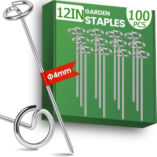 Miniatura 9 de 120 piezas de estacas de tela de paisaje, estacas de barrera de malas hierbas de 8 calibre audaz para jardín, estacas de tela de paisaje