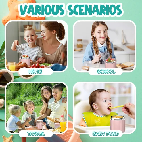 Miniatura 5 de Frasco Aislado para Comida para Niños - 15.2 Oz, Termo para Comida Caliente, Termo para Sopa, Envase Aislado para Comida, Termos Para Comida A-Rosa