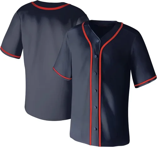 Miniatura 17 de Camisetas de béisbol en blanco para hombre, camisas de manga corta, estilo Hip Hop, deportivas, casuales, con botones, uniformes Hip Pop