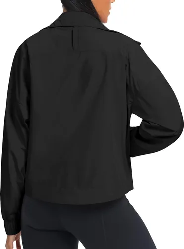 Miniatura 4 de AVGO Chaquetas deportivas cortas ligeras para mujer, con protección solar, rompevientos impermeables con cremallera