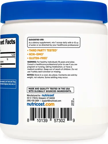 Miniatura 5 de Nutricost Arginina AKG polvo 10.58 onzas (AAKG) – .10 onzas por porción y 100 porciones – Pura arginina alfa ketoglutarato