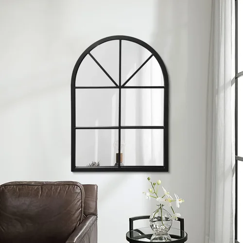 Miniatura 12 de Espejo de longitud completa, 56x22", espejo grande arqueado, espejos de cuerpo completo de panel de ventana negro para pared, espejos de pie