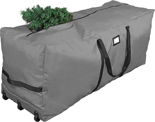 Bolsa de Almacenamiento Rodante para Árbol, Se Adapta a Árboles Navideños Desmontados de hasta 9 pies, 28" de Alto X 16" de Ancho X 60" de Largo,